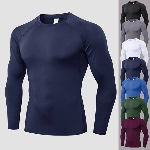 Men's Compression Long Sleeve Shirt Spandex Quick Dry & Fitness Gym Workout Running Sportswear (Various Colors) $7.99 + FS on Orders $20+