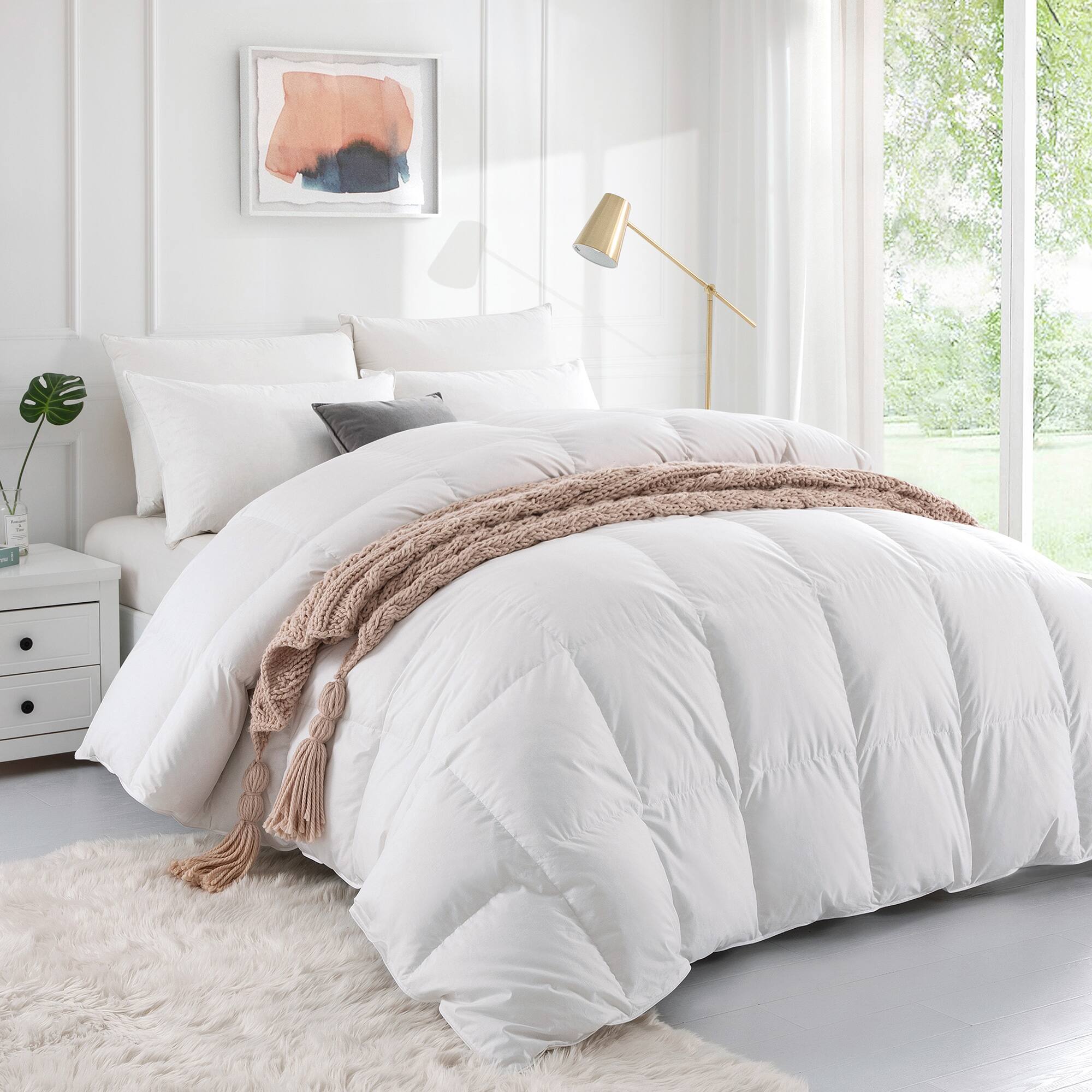 800 Fill Power Down Comforter White Goose Down Comforter 100% Cotton Cover, Twin $159.99, Full/Queen $199.99, King $231.99 + Free Shipping
