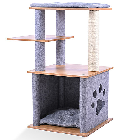 31.5" Vibrant Life Wooden Cat Tree Tower with Large Condo and Perch $11.99 + Free S&H w/ Walmart+ or on $35+