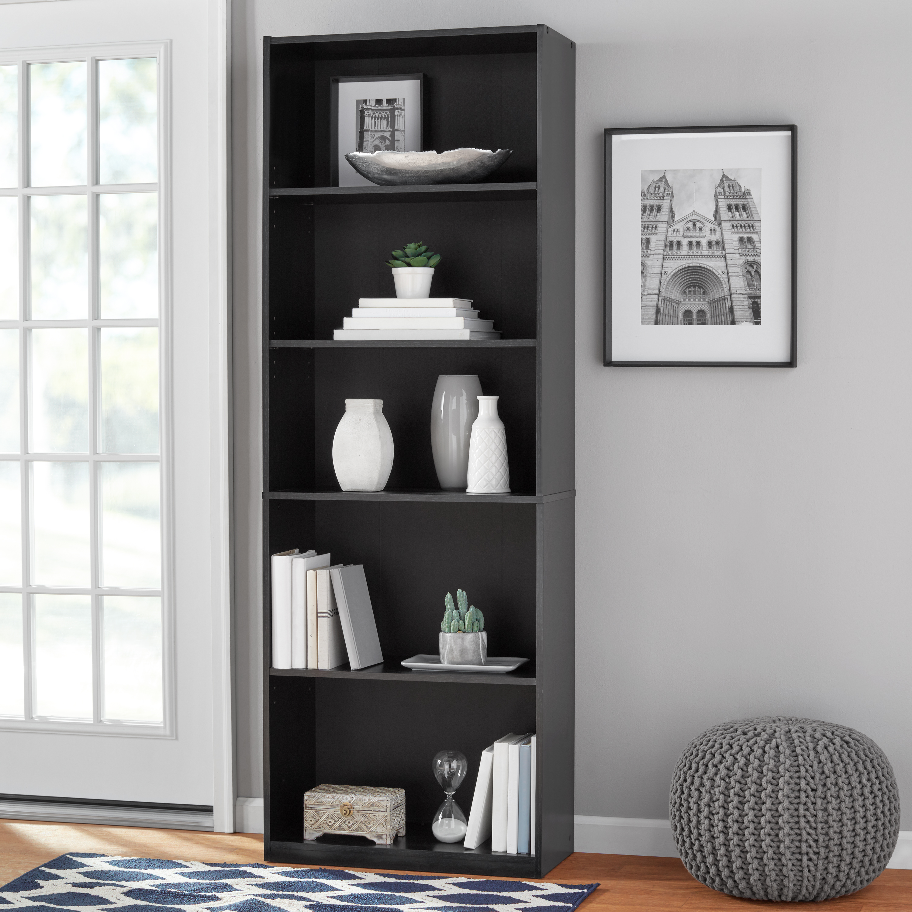 71" Mainstays 5 Shelf Bookcase (Black or White) $29.90 + Free Shipping w/ Walmart+ or Orders $35+