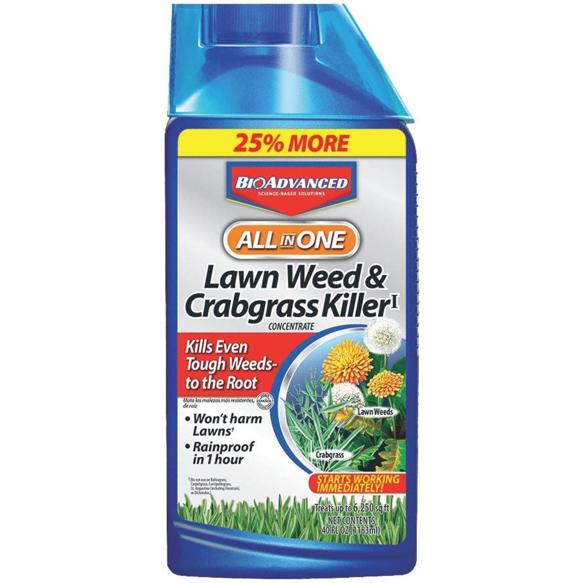 BioAdvanced All-in-One Lawn Weed & Crabgrass Killer 40 oz Concentrate for Dandelions, Crabgrass & Clover 50% off + Rebate $2