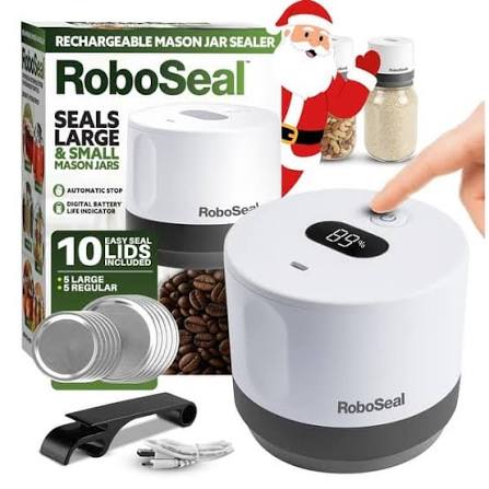 RoboSeal Rechargeable Mason Jar Vacuum Sealer Kit with 10 Lids