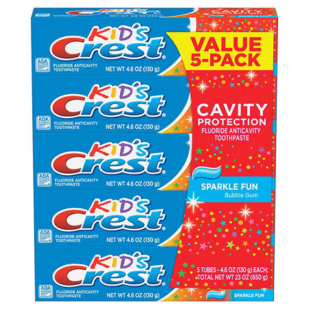 Sam's Club Members: 5-Pack 4.6oz Kids' Crest Toothpaste (Sparkle Fun) $4.50 + Free S/H for Plus Members