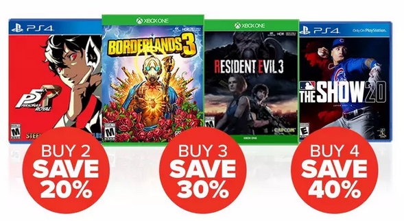 GameStop Select Pre-Owned Games (PS4 or Xbox One): 20% Off 2, 30% Off 3, 40% Off 4  + Free Shipping on $35+