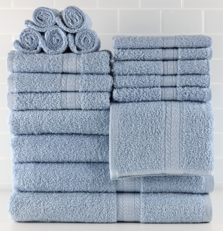 18-Piece Mainstays Blue Shell Cotton Towel Set (4x Bath Towels, 4x Hand Towels, 10x Wash Towels) $24.98 + Free Shipping on $35+