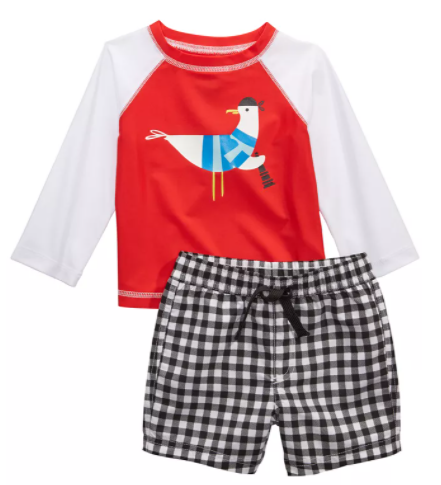 2-Pc. Rash Guard & Swim Trunks Set: First Impressions Baby Boys' Set $6.36, Laguna Toddler & Little Boys' Set (various) $11.93 + Free Ship to Store at Macy's or Free S/H on $25+