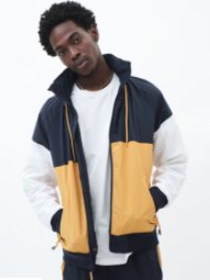 Aeropostale: Men's Colorblocked Track Jacket (navy) $18, Men's Denim Jacket $18, Women's Fuzzy Knit Socks (various) $2 & More + FS on $50+