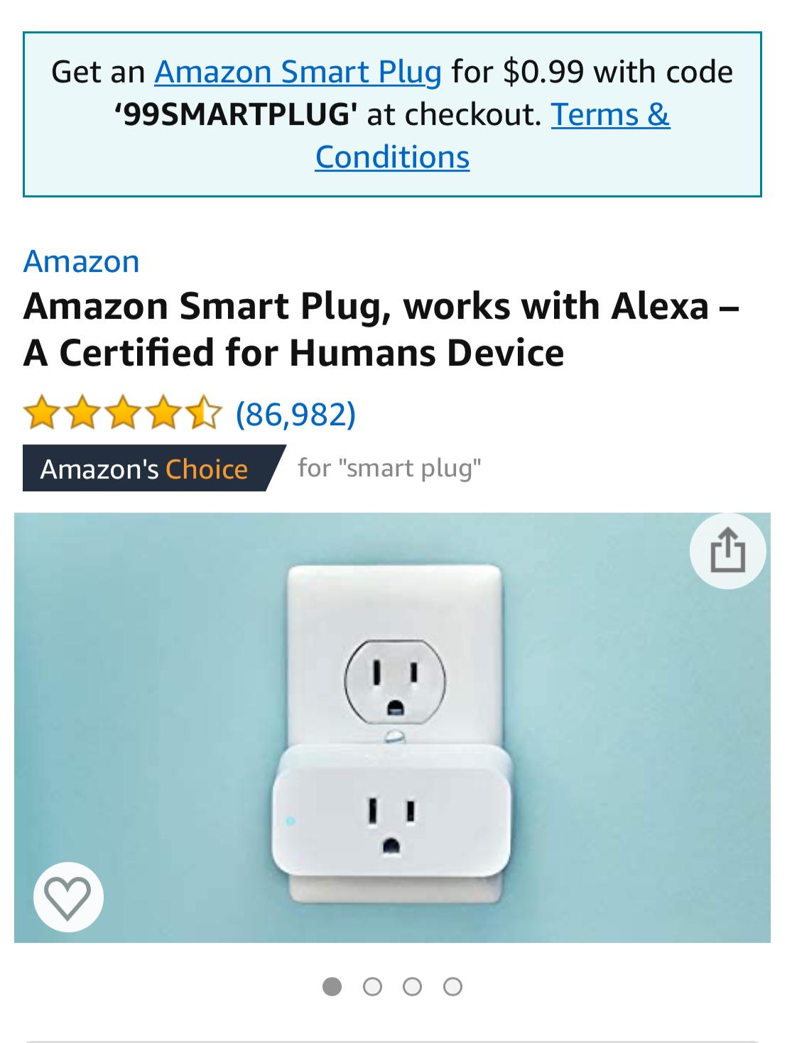 Amazon Smart plug for $0.99 YMMV