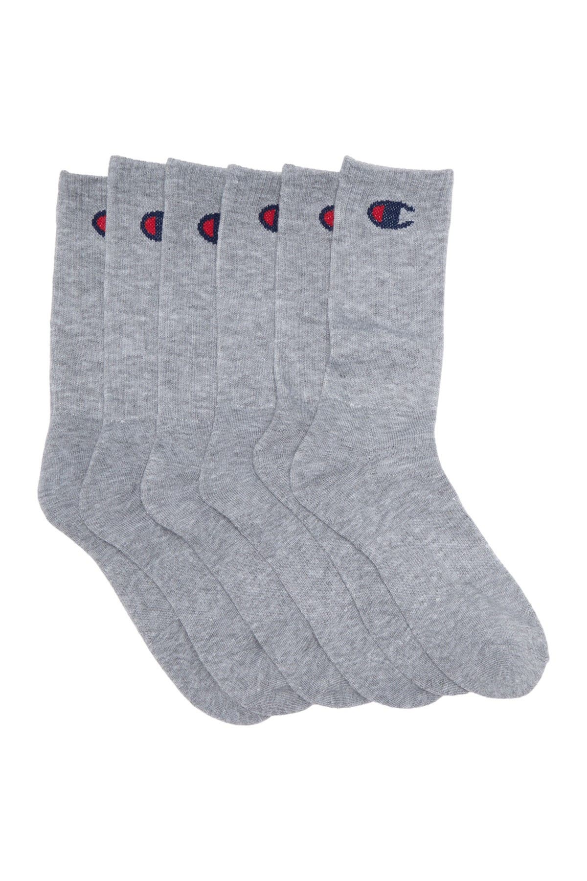 6-Pack Women's Champion Core Crew Socks (Grey) $6 + Free Store Pickup at Nordstrom Rack