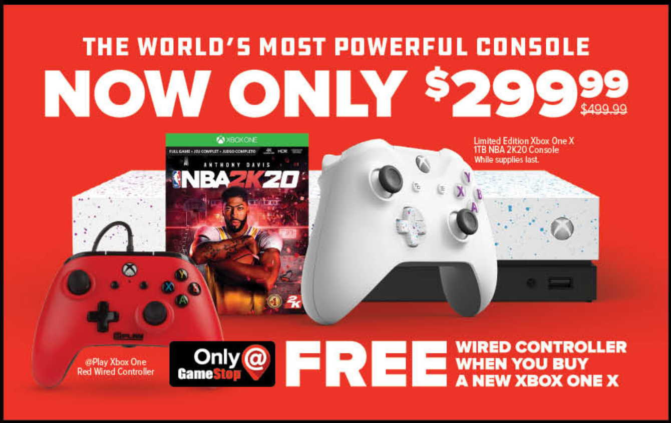 Xbox One X 2K20 Bundle w/ Extra Wired Controller $299.99