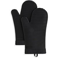KITCHENAID Ribbed Soft Silicone Oven Mitt 2-Pack Set, Matte Black, 7.5"x13". $10.68 @Amazon