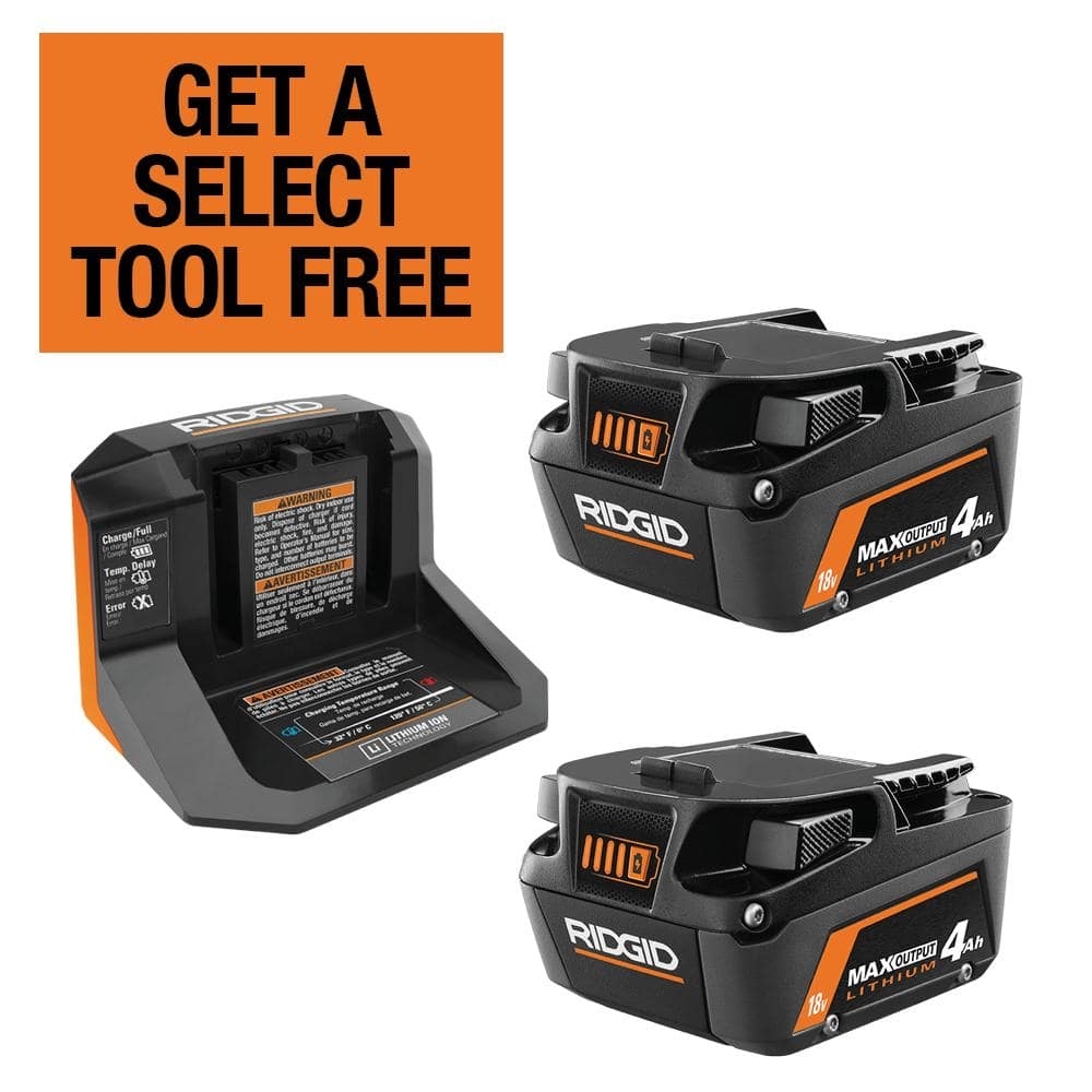 Ridgid 18V Max Output starter kit with 2 4Ah batteries and charger YMMV in store only 35.26