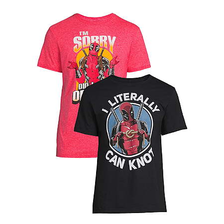 Marvel Deadpool Men's & Big Mens  Graphic Tee 2-Pack, Sizes SM-3XL $11.99 (except L - $15.99)