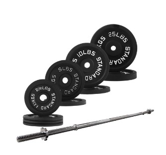 BalanceFrom Cast Iron Standard Weight Including 5FT Standard Barbell with Star Locks, 90-Pound Set - $87