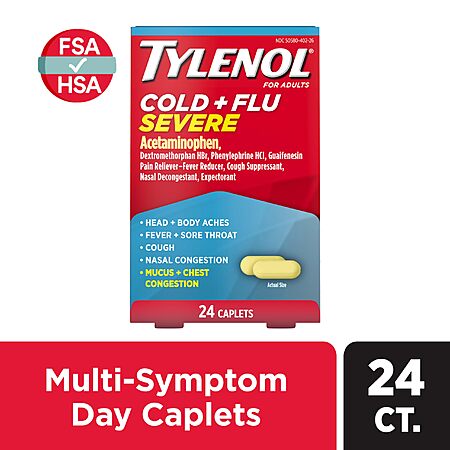 Select Amazon Accounts - Tylenol Cold + Flu Severe Medicine Caplets for Cold & Flu Symptom Relief, 24 ct. - $5.37