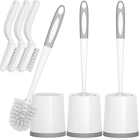 3-Pack Holaloha Toilet Brush Set (Toilet Brush, Small Cleaning Brush, Holder) $13 