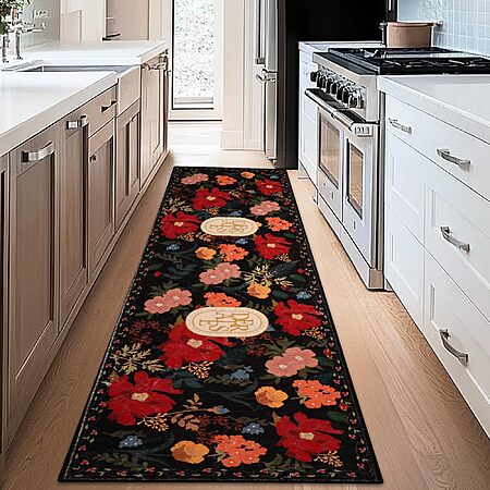 ROTTOGOON Hallway Runner Rug 2'x6' Washable Soft Floral Rug with Rubber Backing - $10.99
