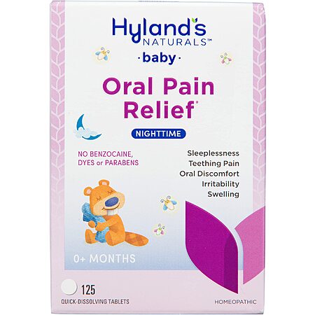 Hyland's Baby Nighttime Soothing Tablets with Chamomilla, Natural Relief of Oral Discomfort (Pack of 1, 125 Count Total) - $3.20