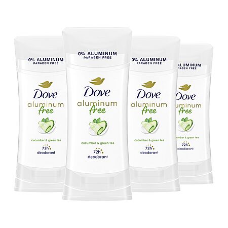 Select Accounts at Amazon- Dove Aluminum Free Deodorant for Women 4 Count Cucumber and Green Tea, 2.6 oz - $10.56 w/ coupon + S&S