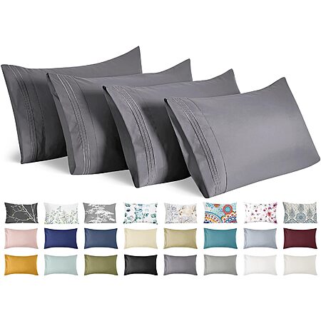 YIYEA Pillow Cases Queen Size Set of 4, Ultra Soft 1800TC Hotel Quality ...