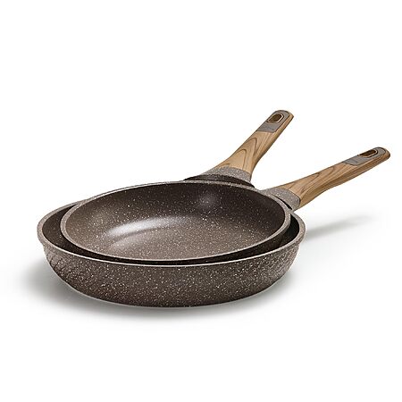 CAROTE Non Stick Frying Pan Skillet Set, Brown, 9.5"+11" - $19.99