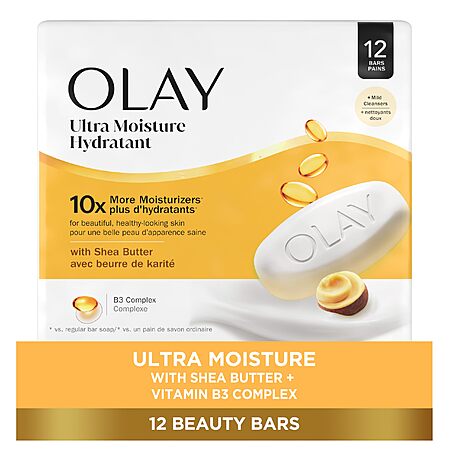Olay Beauty Bar, Ultra Moisture, Shea Butter Scent, 3.17 oz, (Pack of 12) - $6.63 w/ S&S