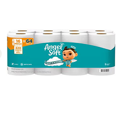 16-pk Angel Soft 2-ply Mega Roll Toilet Paper $8.40 & More + Free Store Pickup ($10 Min.)