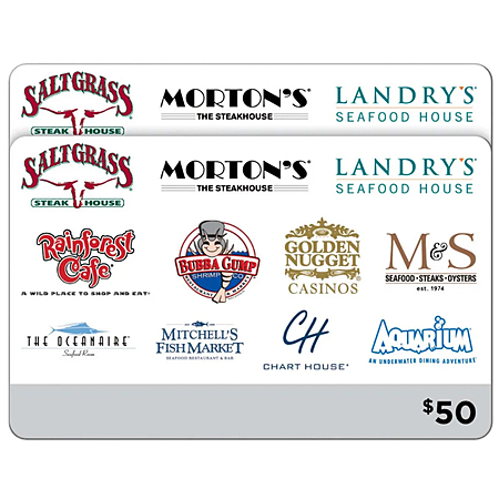 Morton’s Steakhouse or Landry's Multi-Brand Restaurants & More, Two $50 eGift Cards ($100 Value) - $69.99