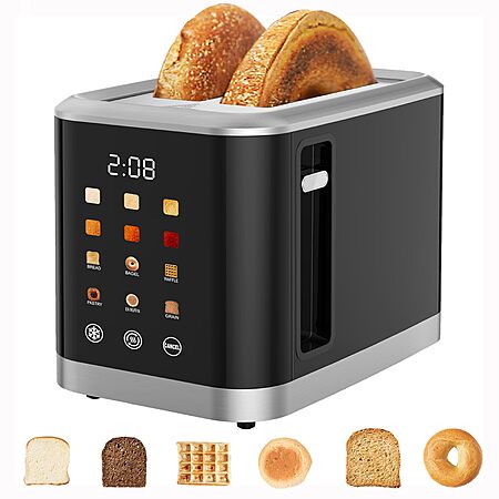 Touch screen Toaster 2 Slice Digital Timer Toasters with 6 Bread Types ...