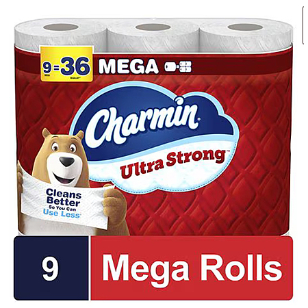 Charmin Toilet Paper Rolls (Ultra Strong): 9-Ct Mega or 6-Ct Mega XL