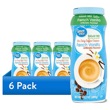 $8.10 - (6 pack) Great Value French Vanilla Non-Dairy Coffee Creamer, Sugar-Free, 10.2 oz
