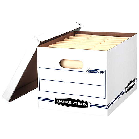 $19.46 - 10 Pack, Bankers Box Basic Duty Letter/Legal File Storage Box with Lids, White Corrugate Cardboard