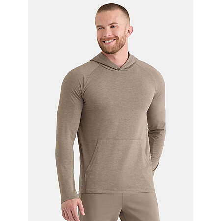 Athletic Works Men's Tri Blend Long Sleeve T-Shirt Hoodie (Taupe Falls Heather), Sizes S, M, 2XL, 3XL- from $4.69