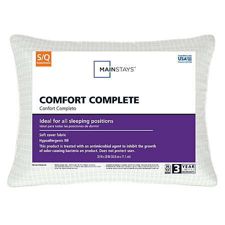 $6.19 - (2 pack) Mainstays Comfort Complete Bed Pillow, Standard/Queen, White- All Positions Antimicrobial