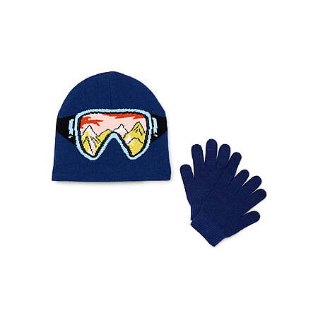 $2.20 - Wonder Nation Boys 2-Piece Ski Graphic Beanie Hat and Tech Gloves Set
