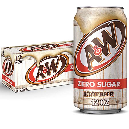 12-Pk 12-Oz A&W Zero Sugar Root Beer Soda 3 for $14.75 w/ S&S