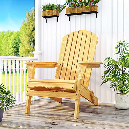 Ktaxon Folding Wooden Adirondack Chair, Natural Color