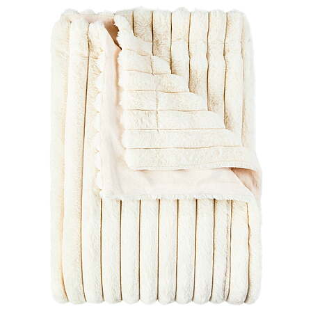 Mainstays Vanilla Dream Channel Faux Fur Blanket, King, 102 in x 90 in