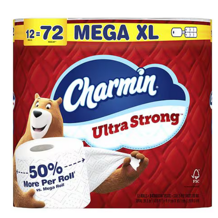 12-ct Charmin Mega XL Toilet Paper (Ultra Strong/Ultra Soft) + $25 Walgreens Cash 3 for $36.20 after $15 rebate + Store Pick Up