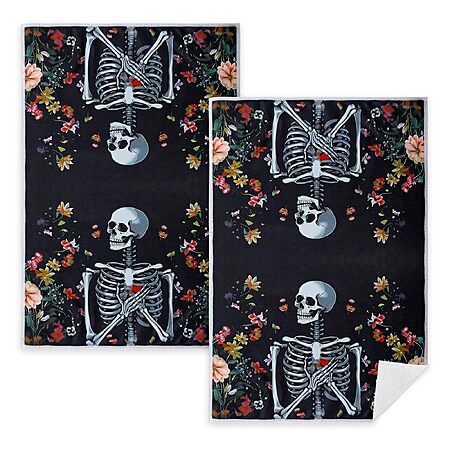 2 Pack Gothic Skull Kitchen Towels, Cute Goth Microfiber Hand Towels