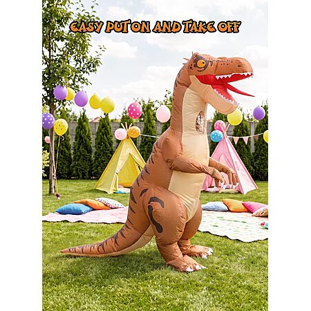 Minetom Inflatable Dinosaur Costume Adult, LED T Rex Costume Halloween