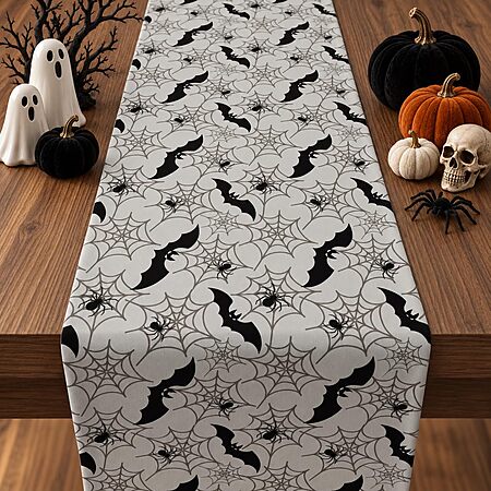 Halloween Party Decorations - Bats Spider Web Table Runner