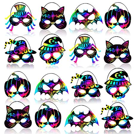 Max Fun 36PCS Halloween Rainbow Scratch Mask