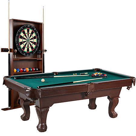 Barrington Billiards 7.5 ft Pool Table Set with Cue Rack & Dartboard (3 colors)