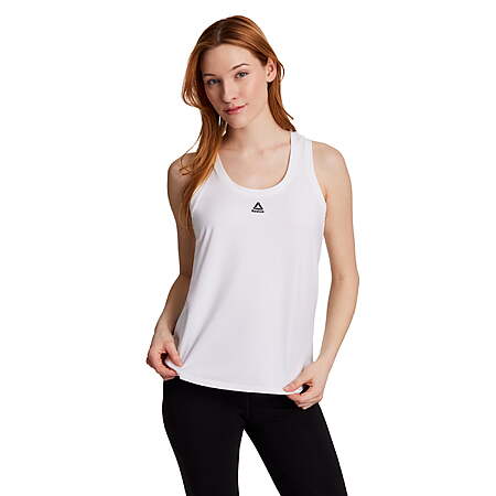 Reebok Women's Small Logo Rise Tank Top (Brilliant White, Sizes L-3XL ...