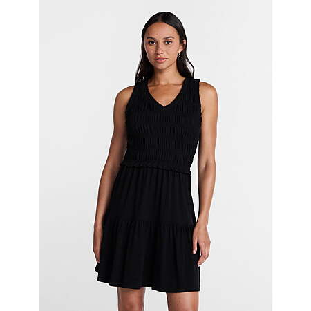 Time and Tru Women's Smocked Sleeveless Mini Dress with Ruffle Trim (3 colors)