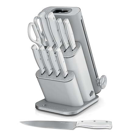 Ninja NeverDull Razor-Sharp 11-Piece Knife System with Removable Sharpener, Laser-Cut Blades, NK12011GY1, Light Gray
