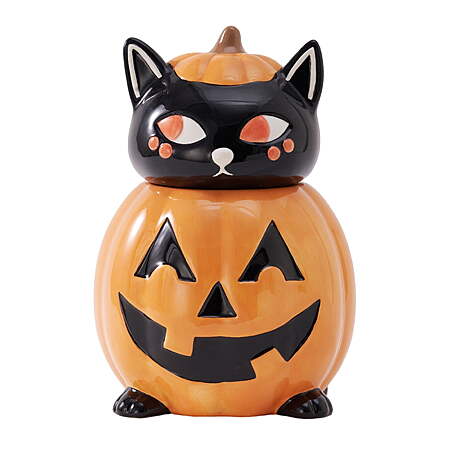 Way To Celebrate Halloween Pumpkin Cat or Ghost Dog Ceramic Cookie Jar