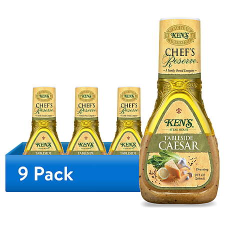 (9 pack) Ken's Steak House Chef's Reserve Tableside Caesar Dressing 9 fl oz