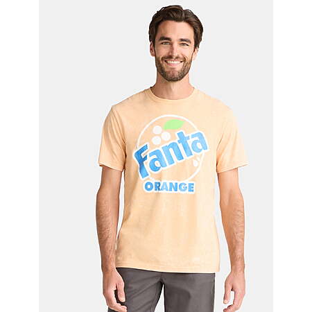 Fanta Men's and Big Men's Orange Graphic Tee with Short Sleeves, Sizes M, L, 3XL only